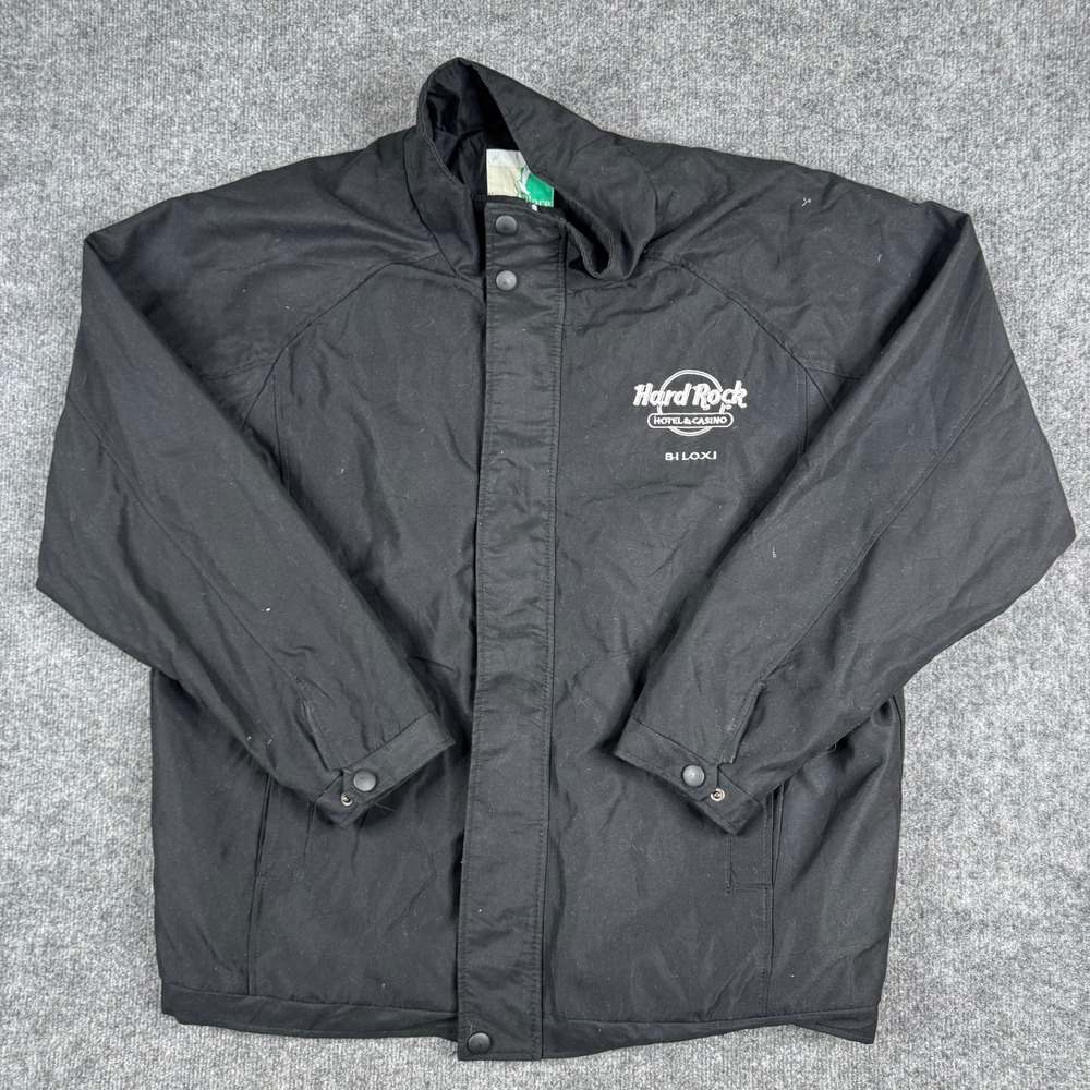 Casual Place Jacket Mens XXL Black Hard Rock Hotel Casino Biloxi Zip Up Workwear